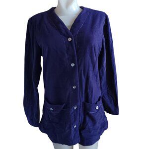 Medium Vintage Women's Velour Set Blouse Shorts 1960's Mod Royal Purple Mod